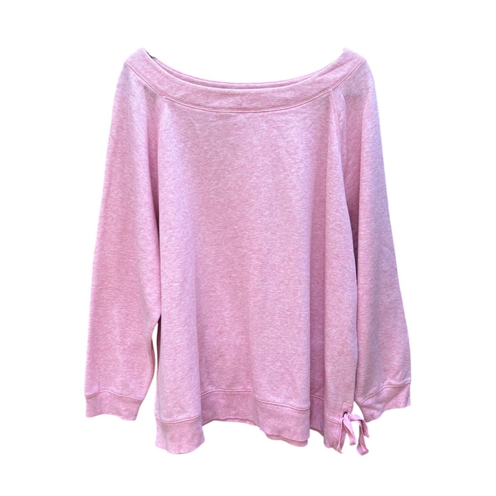 T by Talbots Pink Heathered Boatneck Sweatshirt Side Tie 3X